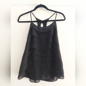 Black Naked Zebra scallop layer tank top